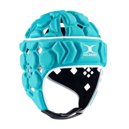 Gilbert Octane rugby helmet turquoise white player protection