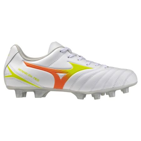 Mizuno Monarcida Neo III junior rugby boots white yellow orange side view
