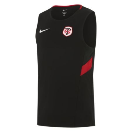 Stade Toulousain Nike tank top black embroidered red crest front