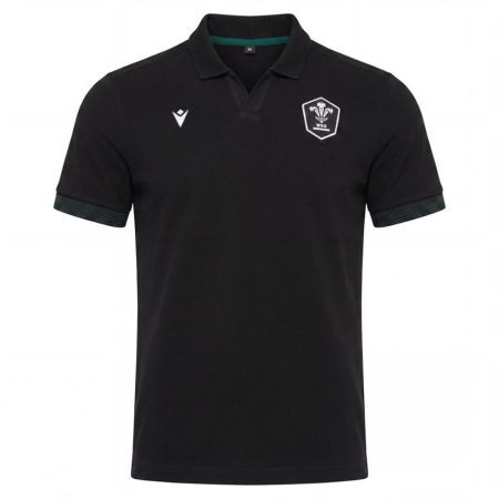 Polo Rugby Pays de Galles Voyage Coton Noir Macron 2026/2027