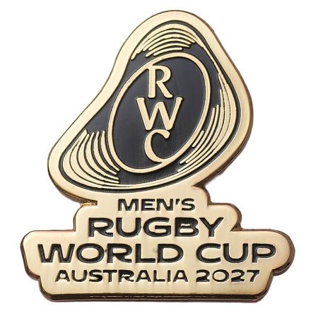 Gold pin official Rugby World Cup 2027 logo butterfly fastening