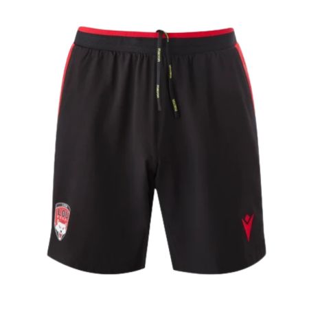 LOU Lyon black rugby training shorts Macron