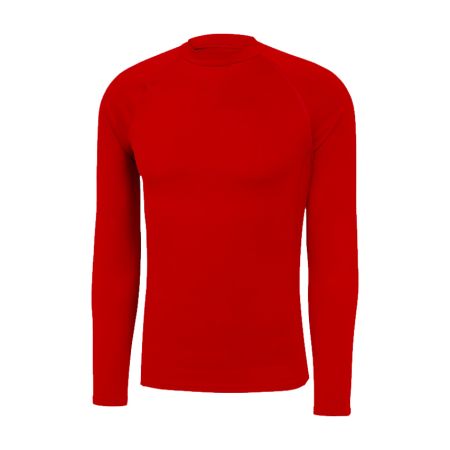 Red thermal baselayer child polyester long sleeves rugby fitted cut