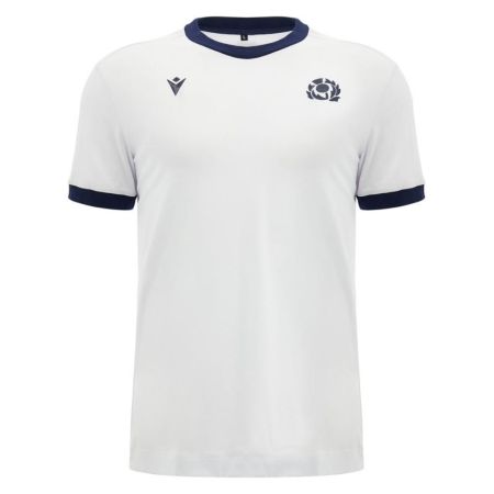White Scotland rugby tee-shirt Macron cotton athletic cut front