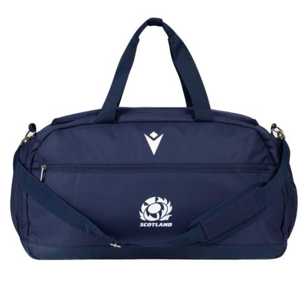 Scotland rugby duffle bag Macron navy blue white thistle embroidered front