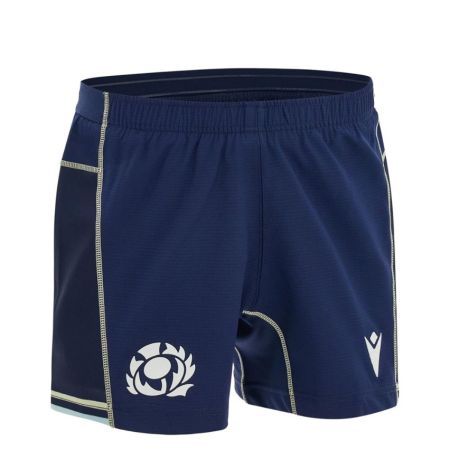 Junior rugby short Stade Rochelais yellow black Macron front view