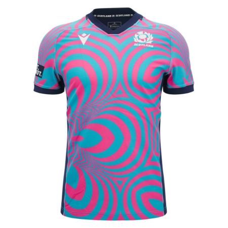 Scotland neon rugby training jersey Macron front view