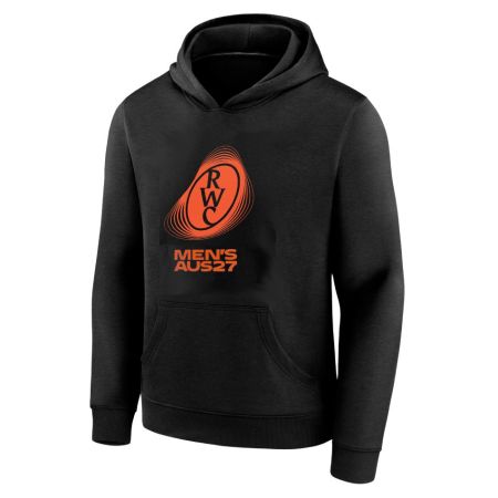 Official Kids Rugby Hoodie World Cup 2027 Black - RWC 2027