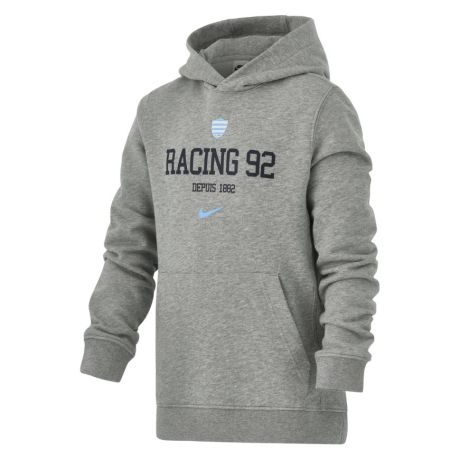 Racing 92 Nike heathered grey children's hoodie front view