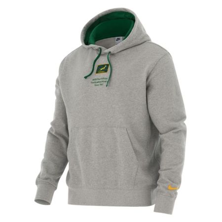 Nike Springboks grey marl hoodie Gorge Green details front view