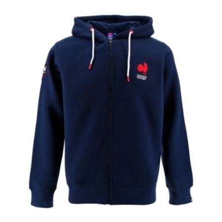 France XV Hooded Zip Sweatshirt Navy Blue Rugby FFR