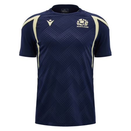 Scotland rugby training t-shirt navy blue Macron front view
