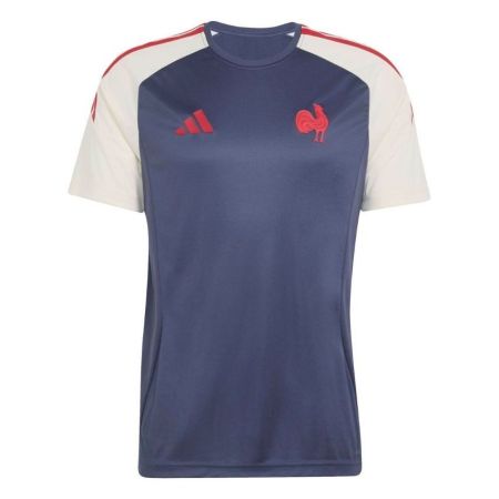 Women's Adidas FFR rugby t-shirt navy blue cotton embroidered logo