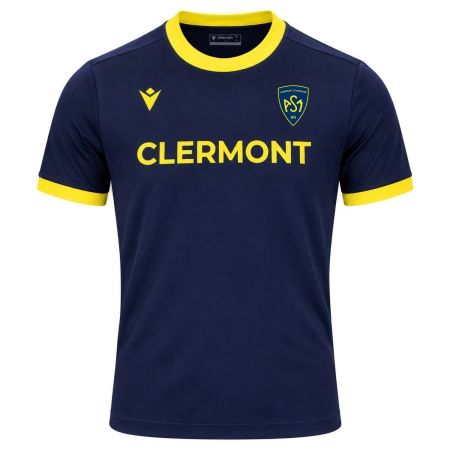 Navy blue children's rugby cotton T-shirt ASM Clermont front view