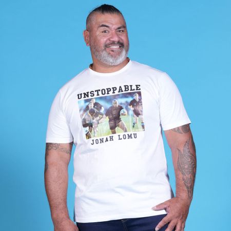 Screen Printed Jonah Lomu White Rugby T-shirt - Ruckfield