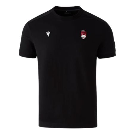 LOU Rugby Macron Travel Only black t-shirt front view