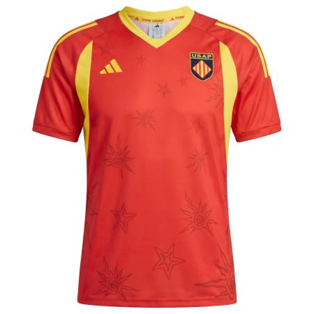 USAP Perpignan warm-up rugby jersey 2026-2027 Adidas blood and gold
