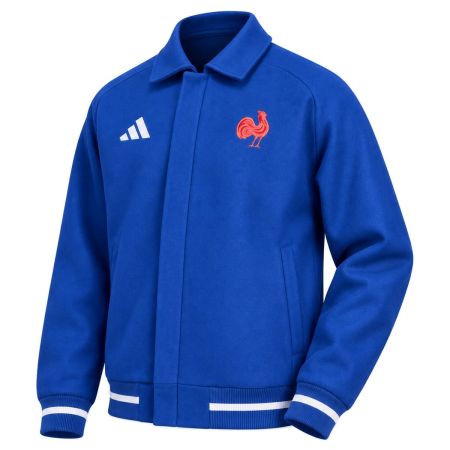 Adidas France Rugby 2026-2027 Bomber Travel Jacket Blue Men