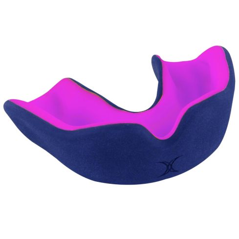 Kids Rugby Mouthguard XBrace Dual Density Navy Pink Up to 10 Years - Gilbert
