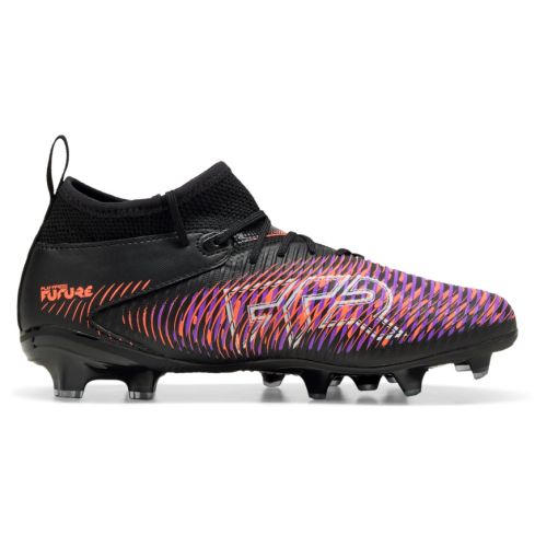Kids' Rugby Boots FUTURE 8 Match FG/AG Molded Studs Dry Ground Black/Orange/Purple - Puma