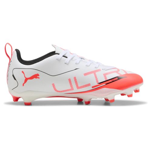 Rugby Boots Ultra 5 Play FG/AG Kids Molded Studs Dry Ground White/Red - Puma