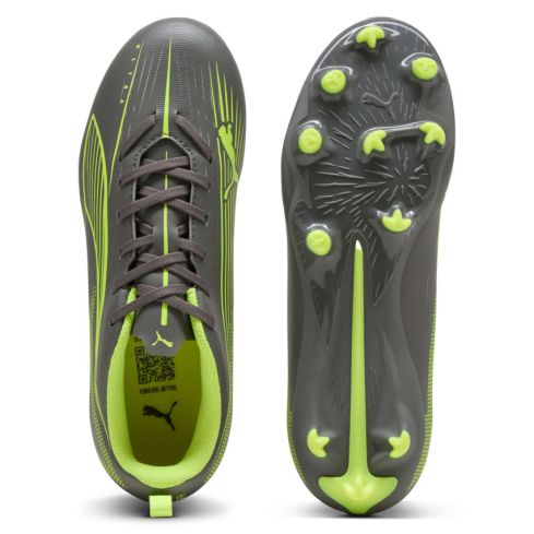 Kids' Ultra 5 Play Rugby Boots FG/AG Molded Studs Firm Ground Grey/Green - Puma