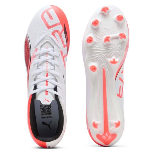Ultra 5 Play FG/AG Rugby Shoes with Molded Studs for Firm Ground White/Red - Puma