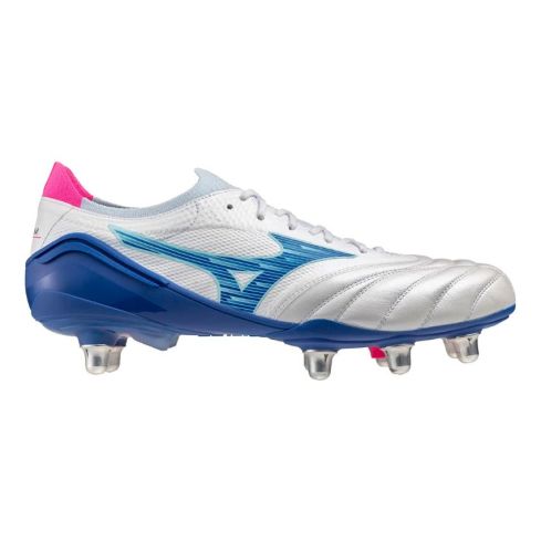 Rugby Boots Morelia Neo IV B Elite SI Soft Ground White and Blue - Mizuno