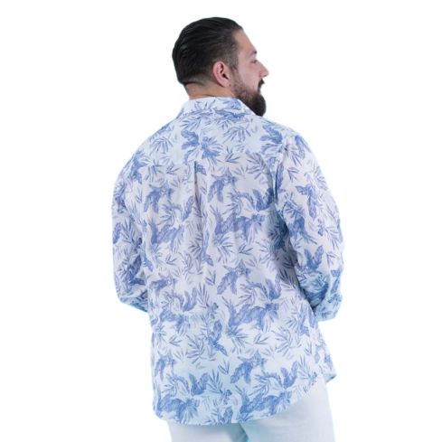 Long Sleeve Rugby Shirt with Blue Flowers - Ruckfield