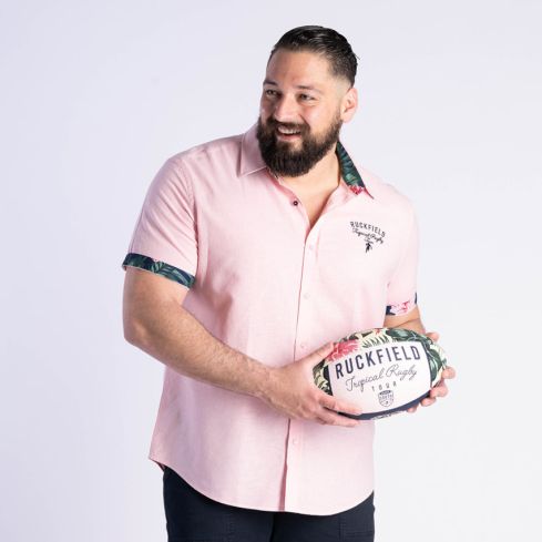 Short-Sleeve Rugby Shirt Flowers of Rugby Coral - Ruckfield