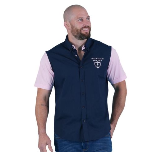 Short-sleeve Rugby Club navy blue and pink shirt - Ruckfield