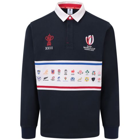Rugby Polo 20 Nations Stripe World Cup France 2023 Navy Blue - Sportfolio