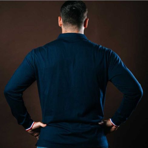 Long Sleeve French Zip Rooster Navy Blue Rugby Polo - Religion Rugby