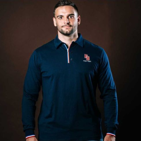 Long-Sleeve French Zip Rooster Navy Rugby Polo - Rugby Religion