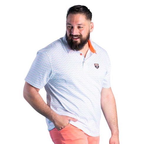 Short Sleeve Rugby Polo White Elegance Pattern - Ruckfield