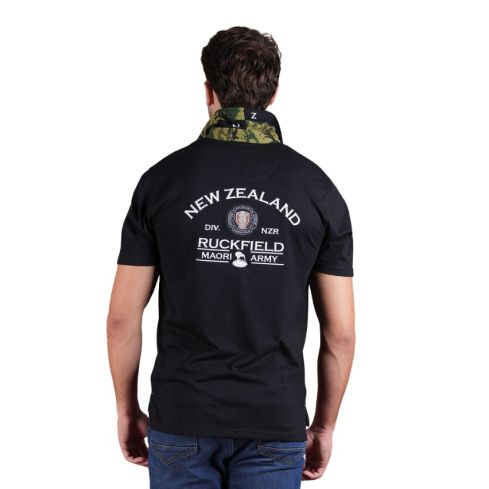 New Zealand Army Organic Cotton Rugby Polo Black - Ruckfield