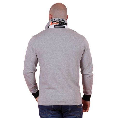 Long Sleeve Rugby Polo Jonah Lomu Light Grey - Ruckfield