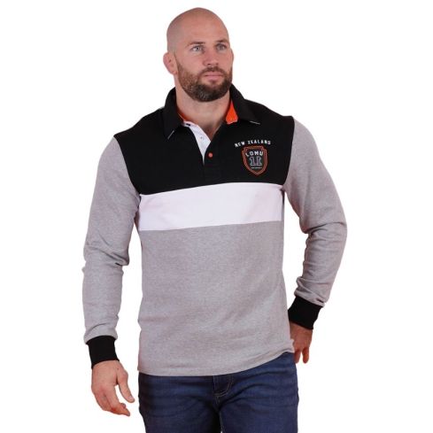 Long Sleeve Rugby Polo Jonah Lomu Light Grey - Ruckfield