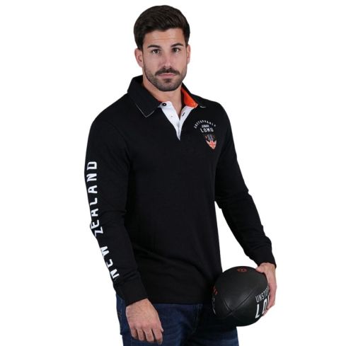 Long Sleeve Rugby Polo Jonah Lomu Black - Ruckfield