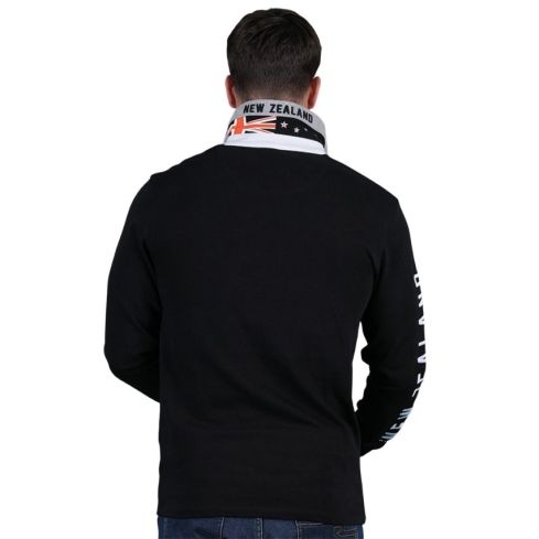 Long Sleeve Rugby Polo Jonah Lomu Black - Ruckfield
