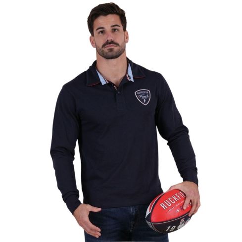 Navy Long Sleeve Polo French Rugby Club - Ruckfield
