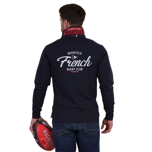 Navy Long Sleeve Polo French Rugby Club - Ruckfield