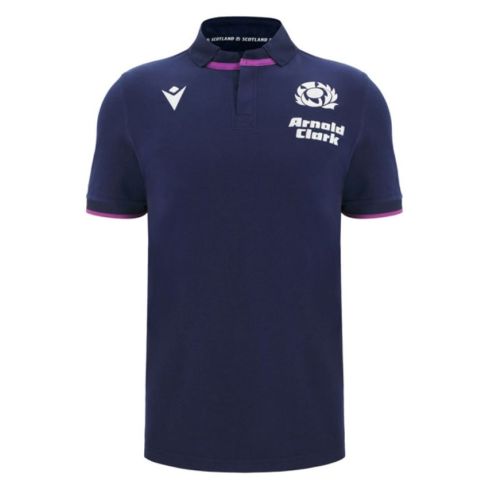 Rugby Cotton Polo Shirt Scotland Home Navy Blue 2025/2026 - Macron