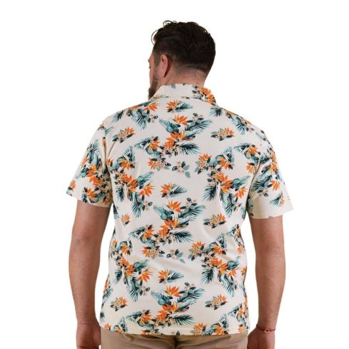 Palm Beach Short Sleeve Rugby Polo White with Print - Ruckfield