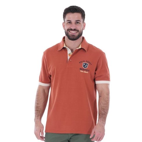 Palm Beach Short-Sleeve Rugby Polo Terracotta - Ruckfield