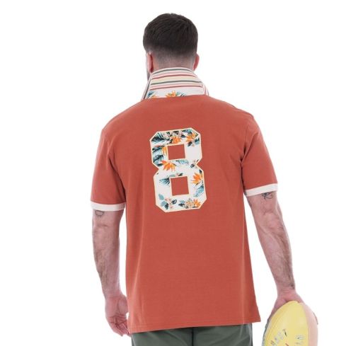 Palm Beach Short-Sleeve Rugby Polo Terracotta - Ruckfield