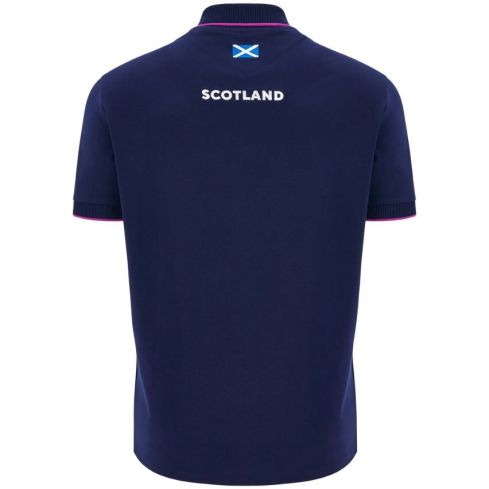 Scotland Rugby Player Travel Polo Navy Blue 2025/2026 - Macron