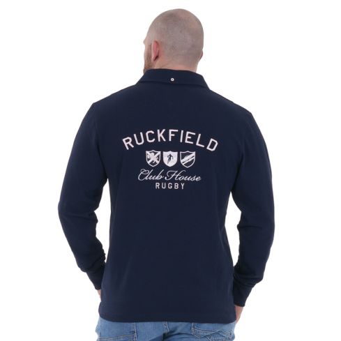 Long-sleeve navy blue Members Club House Rugby Polo - Ruckfield