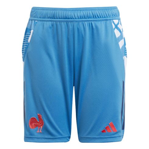 Kids France Rugby Training Shorts Light Blue 2024/2025 - Adidas