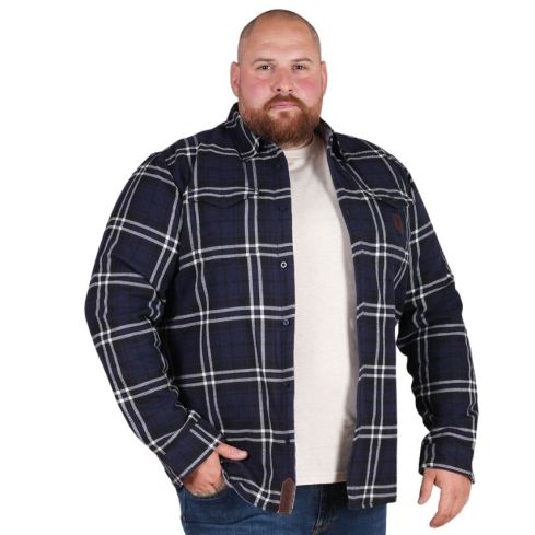 Checked Rugby Overshirt Selected Navy Blue - Ruckfield